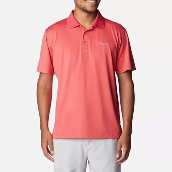 Columbia Men's Size Large Red Pink Golfing Athletic‎ Polo Shirt - Picture 1 of 9
